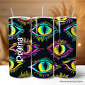 Neon Evil Eye 20oz Personalized Tumbler With Lid and Stainless Steel Straw, Colorful Mystical Protection Gift Cup