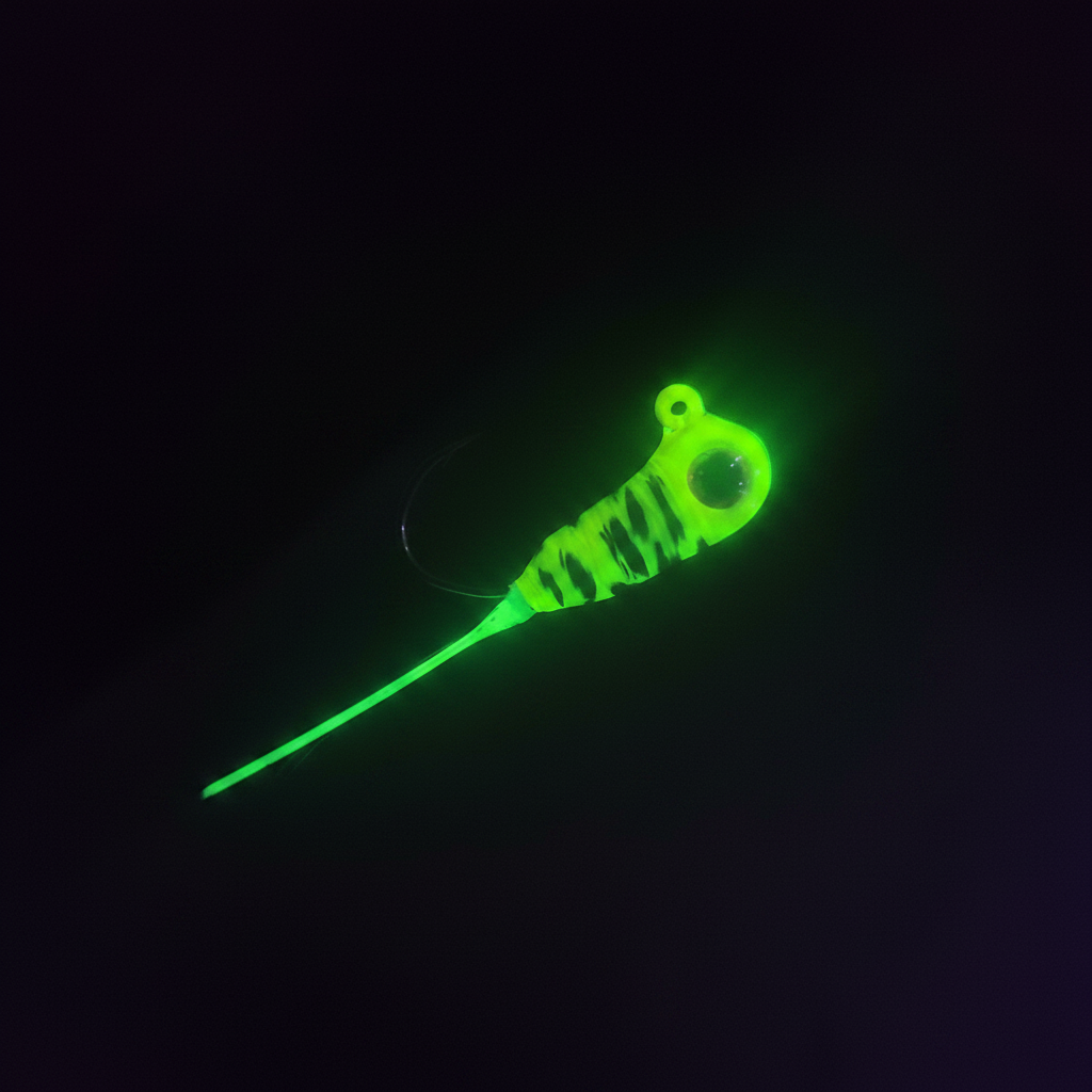 Chartreuse Black Striped Glow Jig - No Pliers